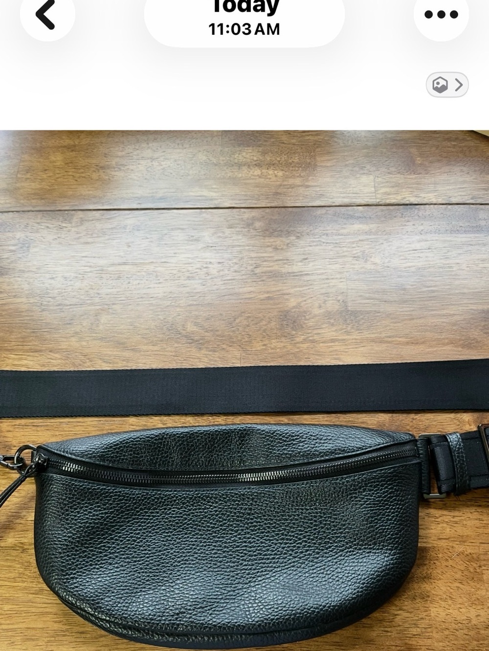 Quince Black Pebbled Leather Belt Bag with Adjustable Strap